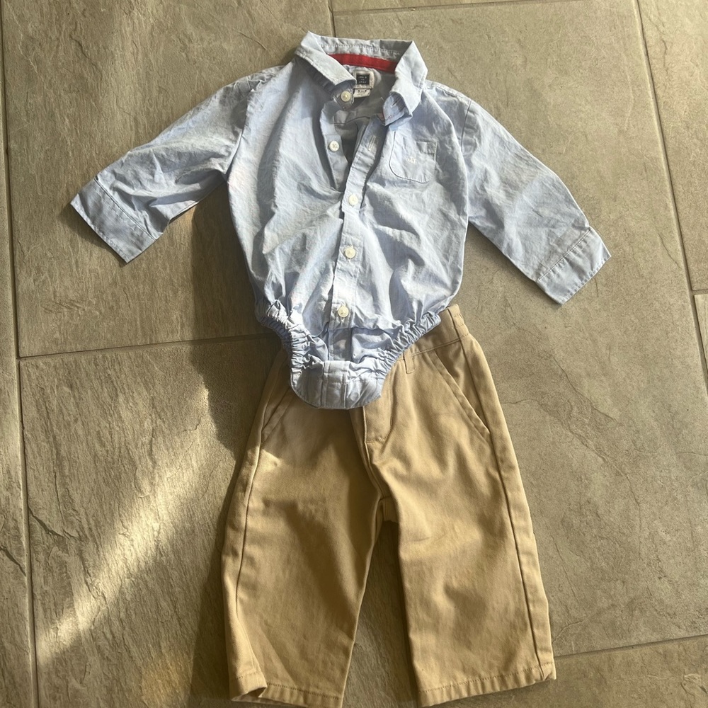 Janie and jack 3-6 months boys khaki and shirt combo